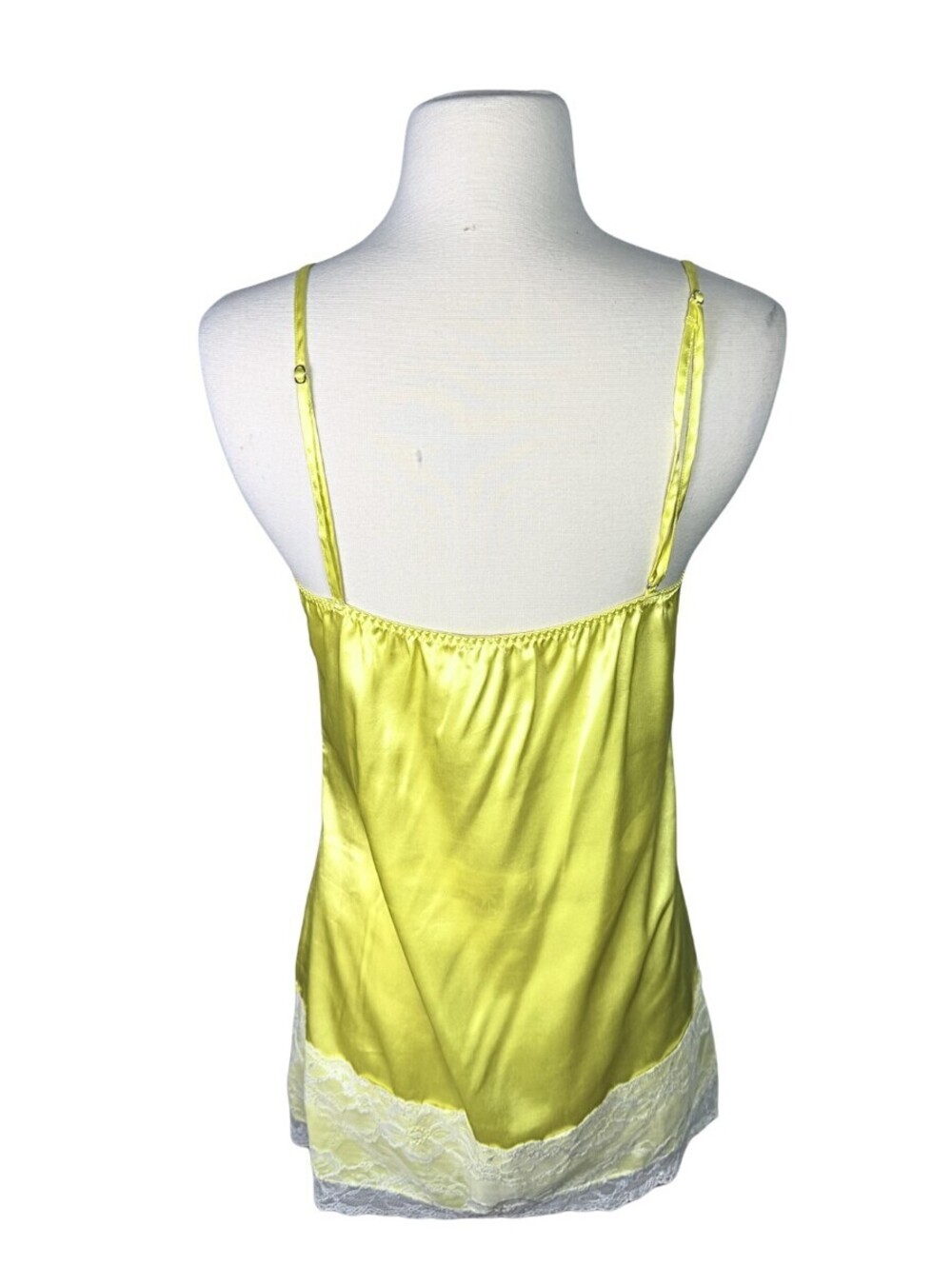 Vintage Satin Chemise Lace Cami Y2K Chartreuse Slip Dress Lingerie S - Picture 3 of 6